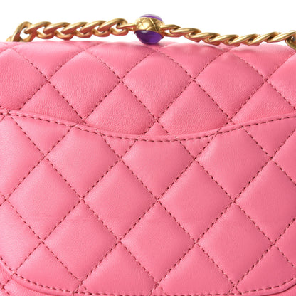 Chanel Lambskin Resin Quilted Mini Pearl Samba Square Flap Pink 8 of 11