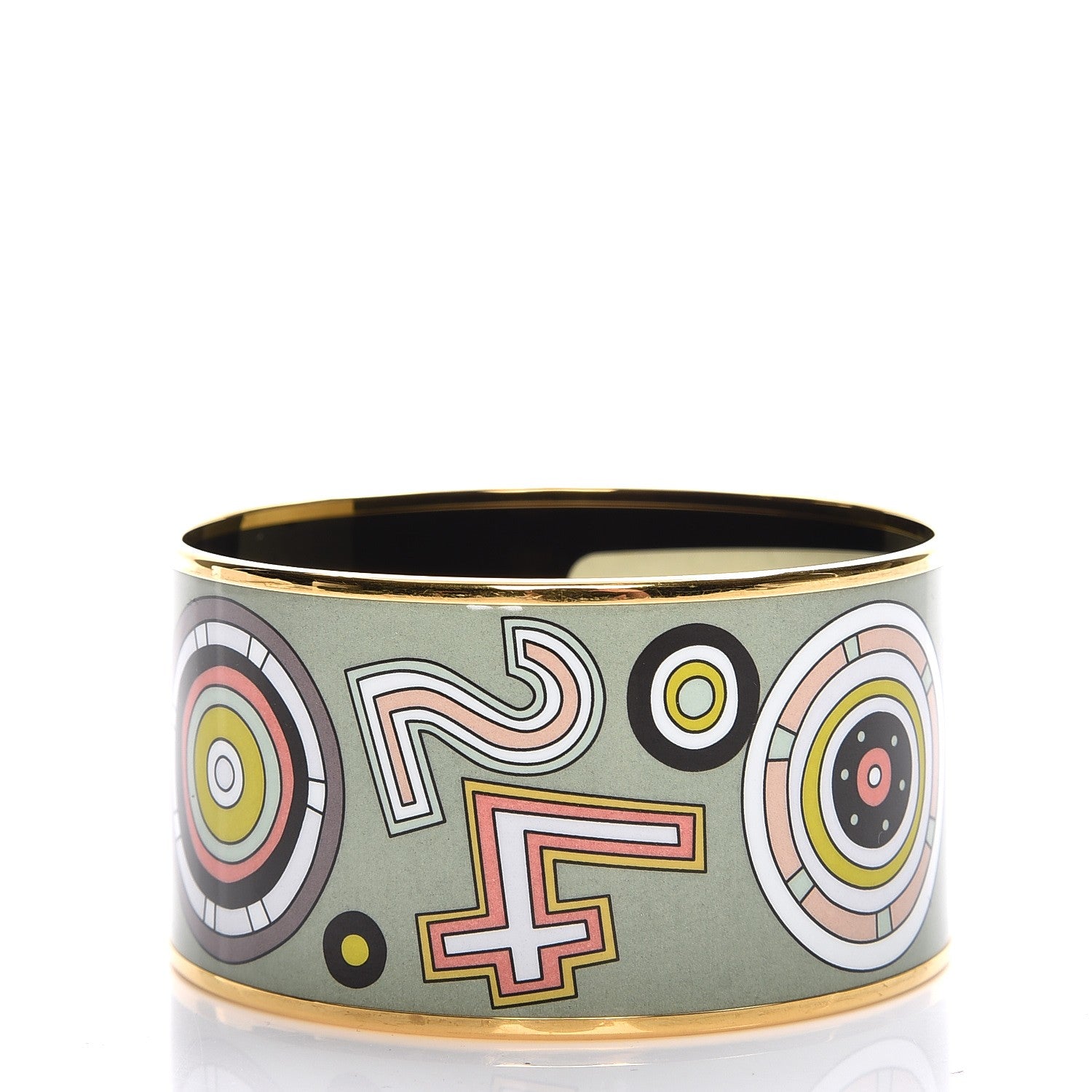 Hermes Enamel Printed Tohu Bohu Extra Wide Bracelet 70 Amande 3 of 6