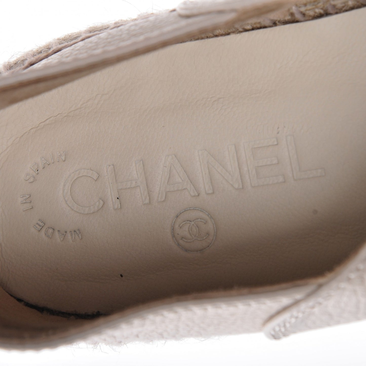 Grained Calfskin CC Espadrilles 42 Beige Black