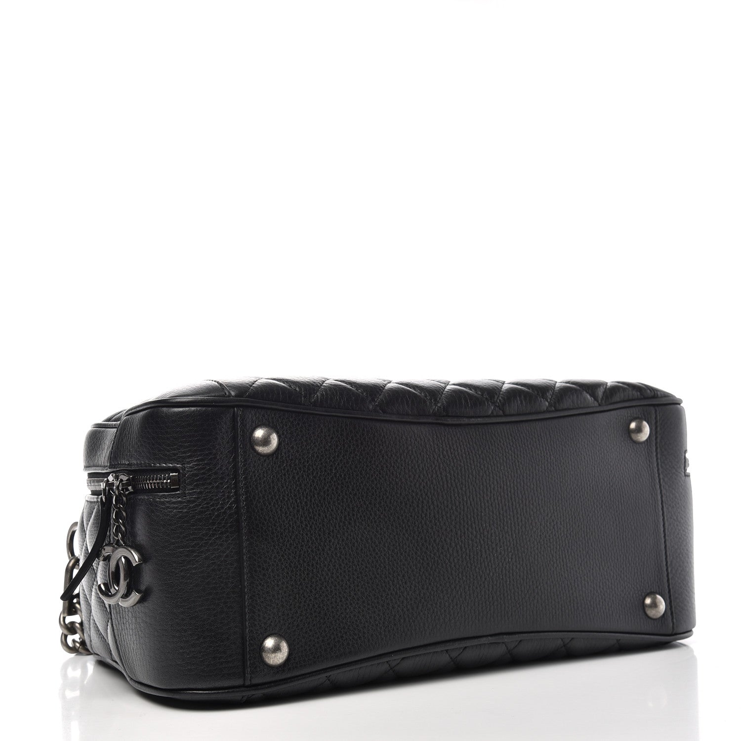 Chanel Calfskin Quilted Medium Airlines Round Trip Bowling Bag Black 3 of 8