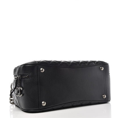 Chanel Calfskin Quilted Medium Airlines Round Trip Bowling Bag Black 3 of 8