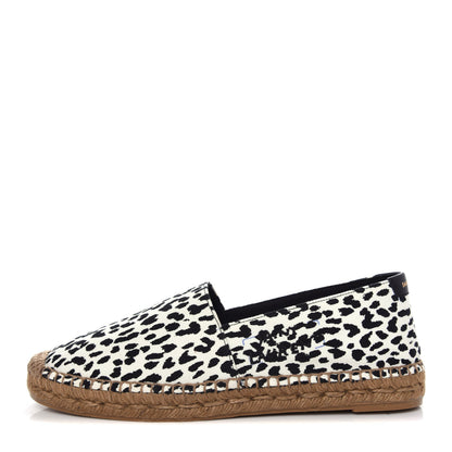 Saint Laurent Canvas Leopard Print Espadrilles 40 Latte Black 1 of 13