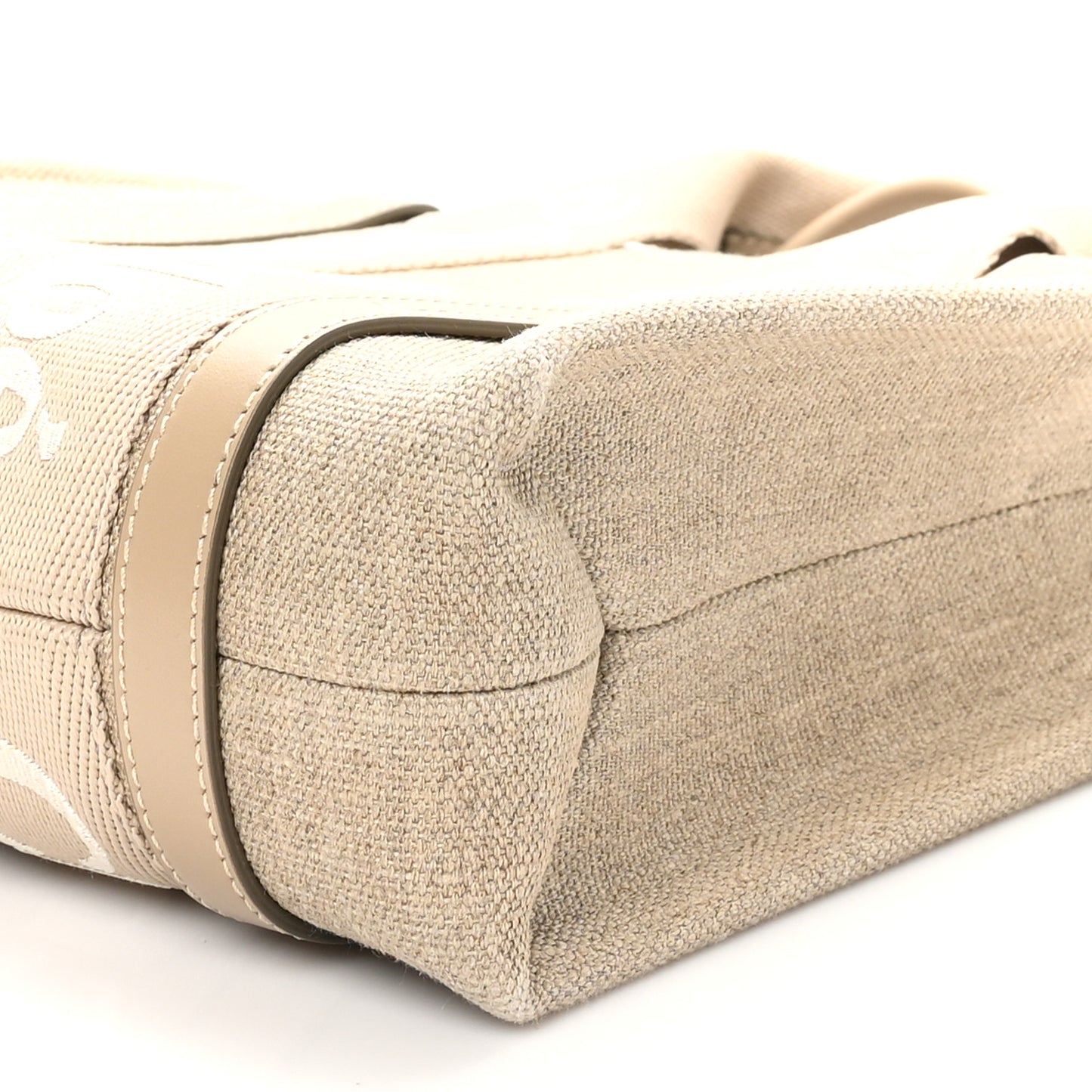 Linen Calfskin Small Woody Ribbon Tote With Strap Boyish Brown