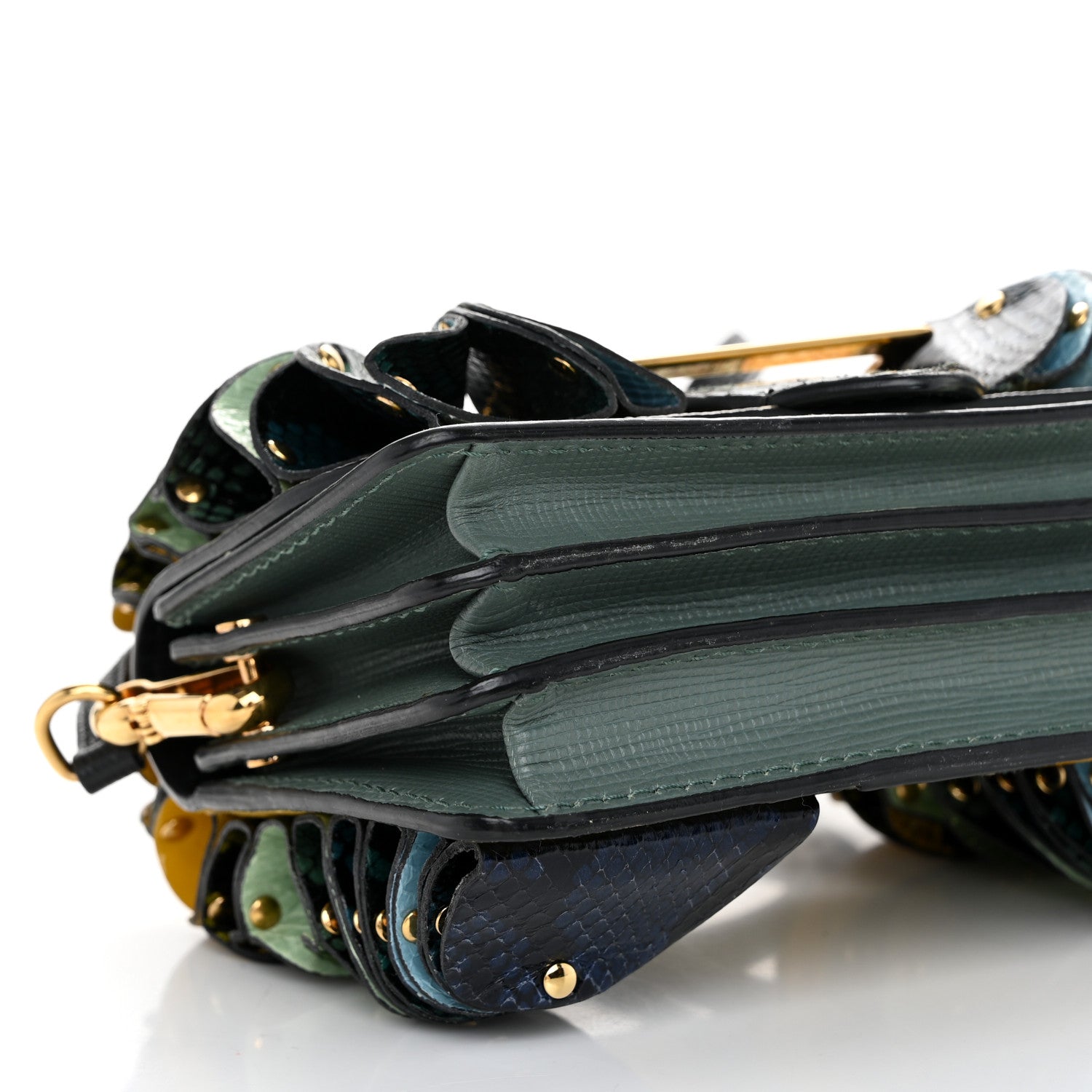 Burberry Calfskin Watersnake Print Ruffle Small Buckle Shoulder Bag Multicolor 8 of 10