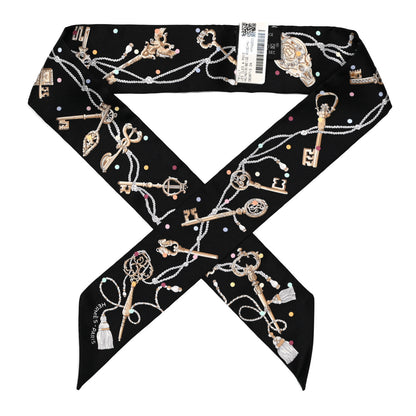 Hermes Silk Les Cles A Pois Twilly Black Beige Rose Multicolor 1 of 4