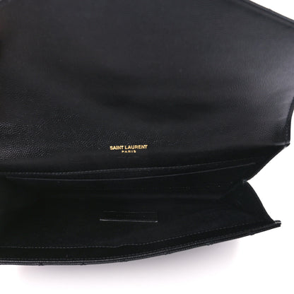 Saint Laurent Grain De Poudre Textured Mixed Matelasse Triquilt Monogram Clutch Black 5 of 10