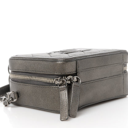 Chanel Metallic Caviar Quilted Small CC Filigree Vanity Case Dark Silver 9 of 10