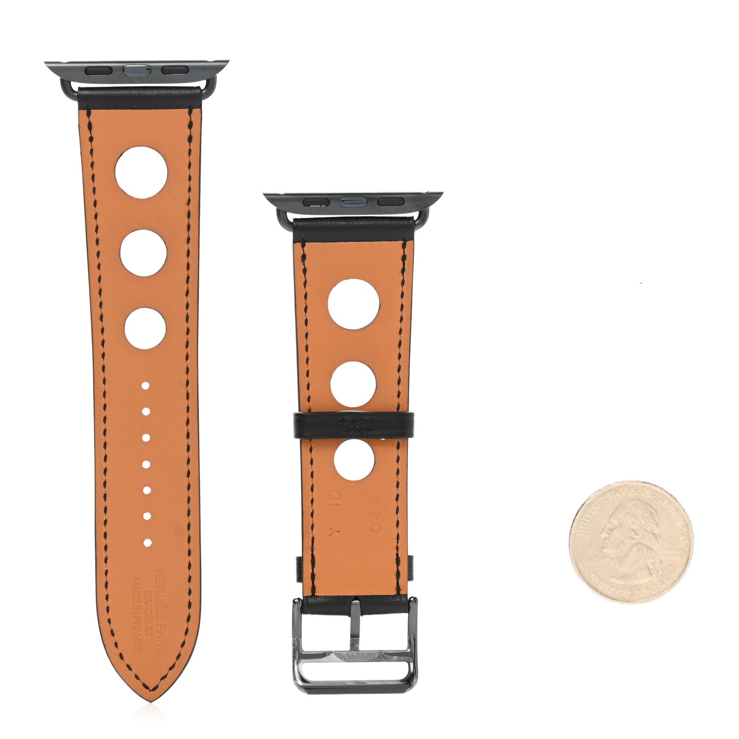 Hermes Gala Calfskin 44mm Rallye Apple Watch Single Tour Band Black 2 of 6