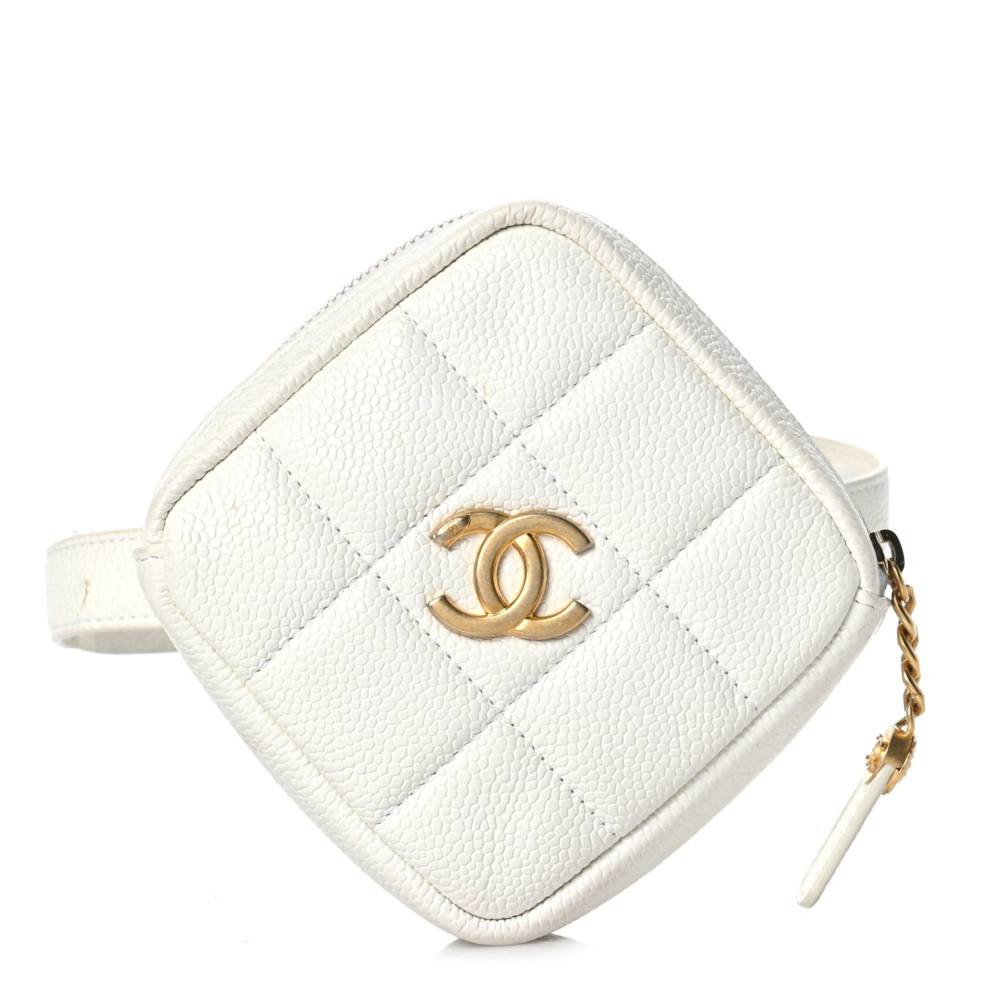 Caviar Quilted Coin Purse Belt Bag White
