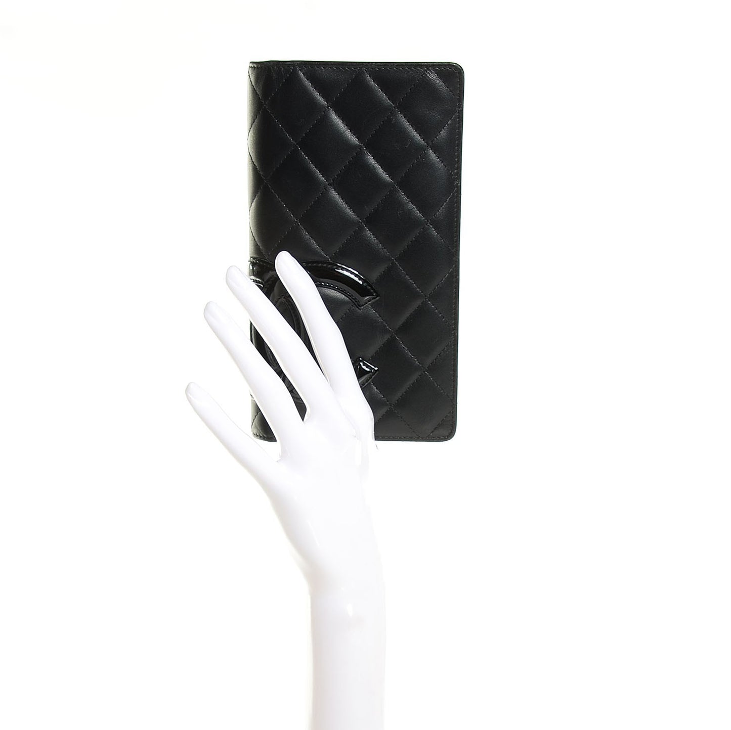 Calfskin Quilted Cambon Yen Wallet Black