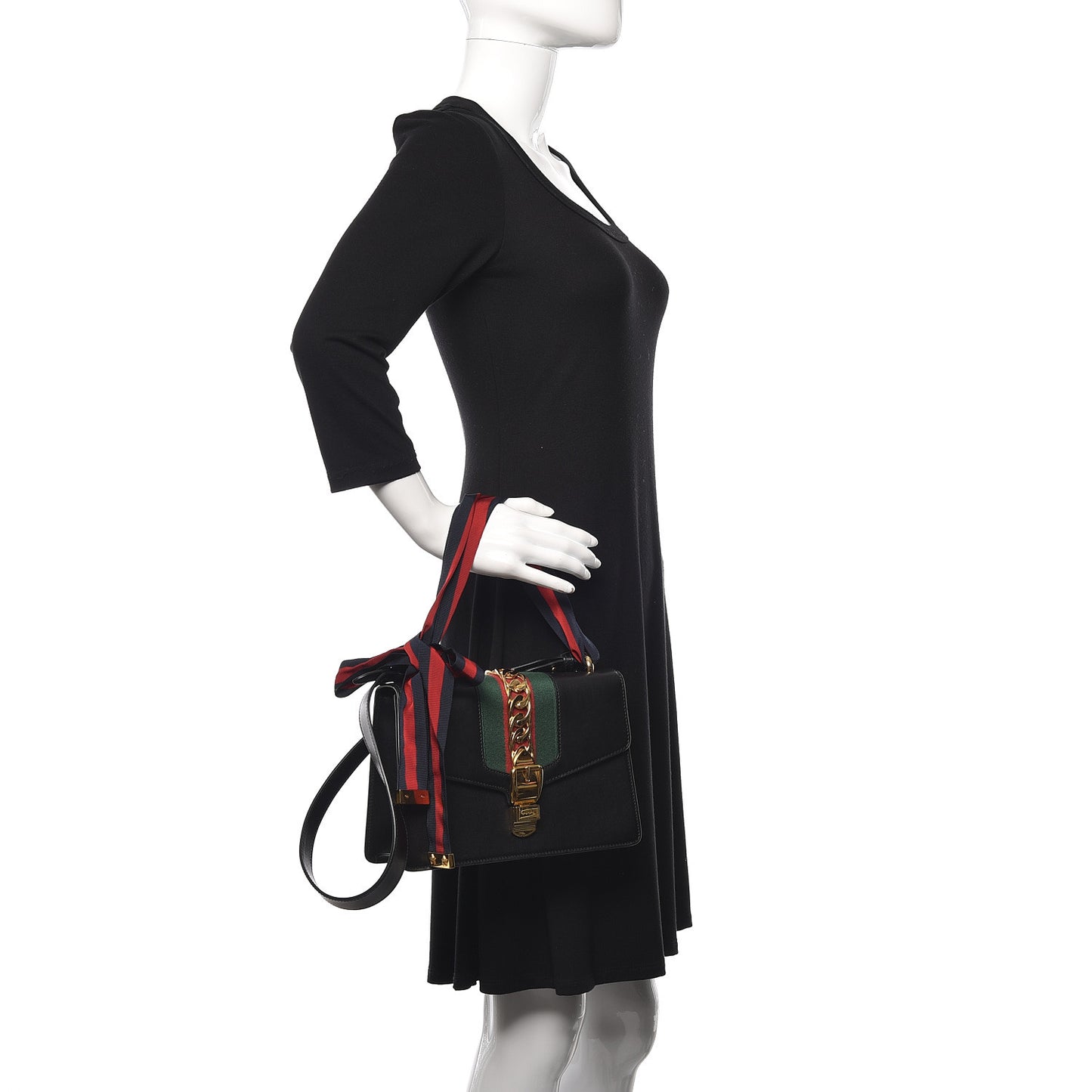Calfskin Small Sylvie Shoulder Bag Black