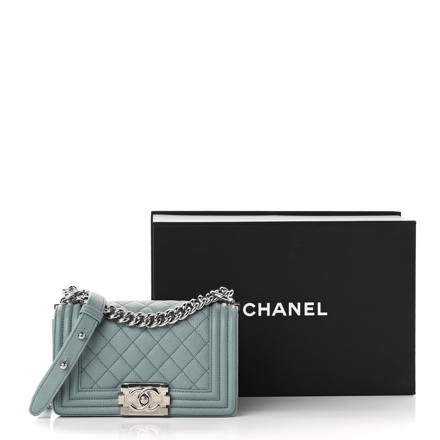 Chanel Caviar Quilted Small Boy Flap Light Blue 10 of 10