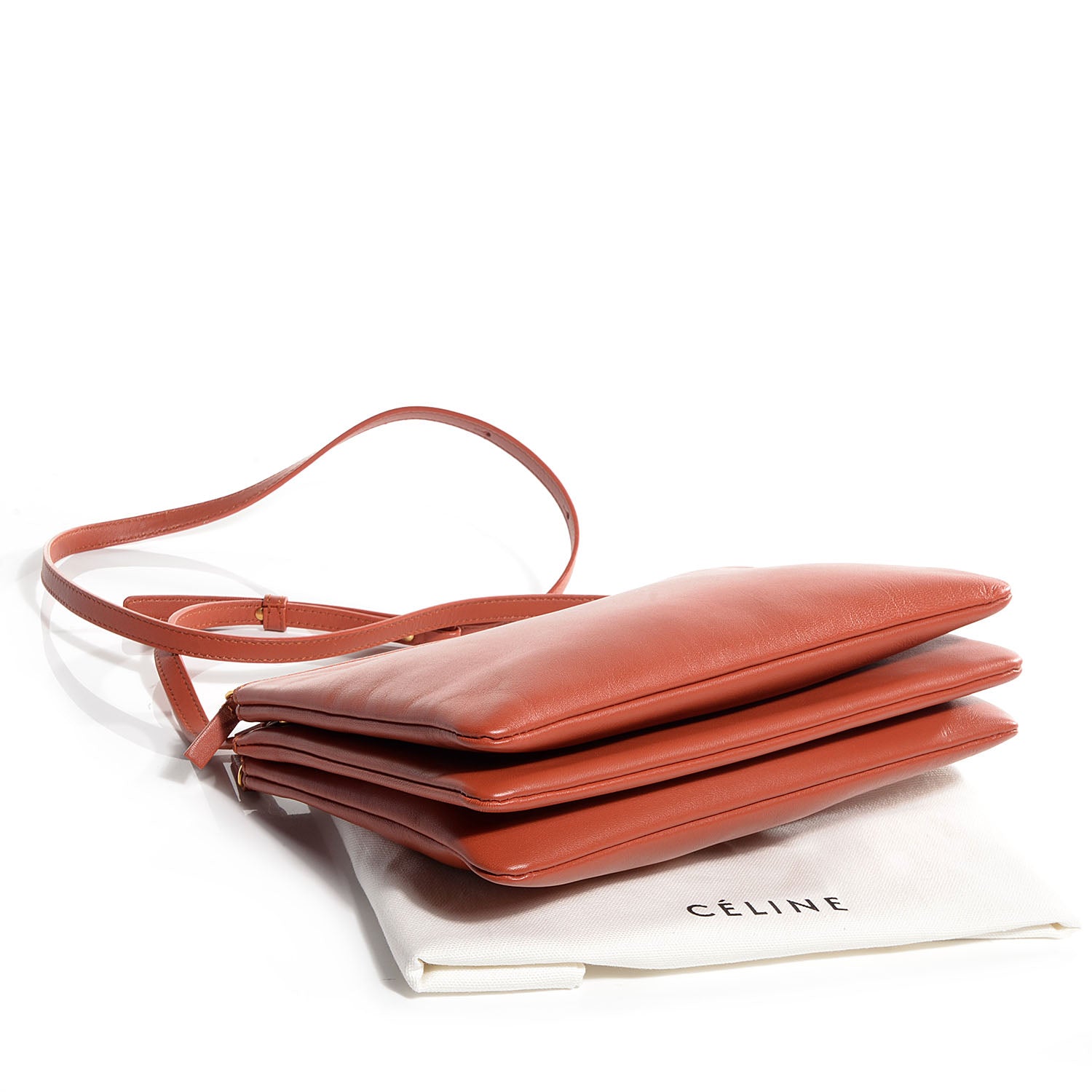 Celine Lambskin Large Trio Crossbody Bag Brick 5 of 9