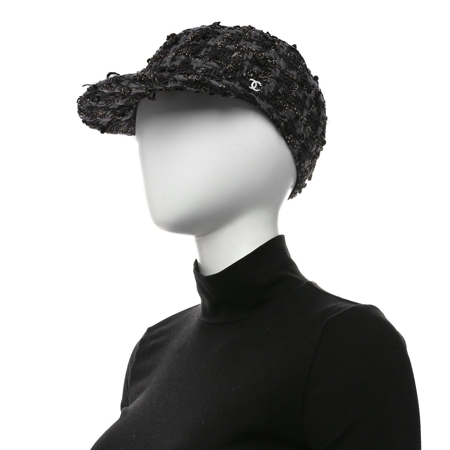 Chanel Cotton Tweed CC Beret M Black Multicolor 2 of 10