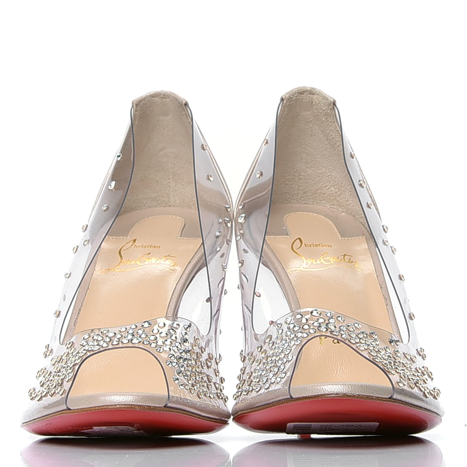 Christian Louboutin PVC Nappa Sucre Glace 85 Pumps 35.5 Nude 2 of 5