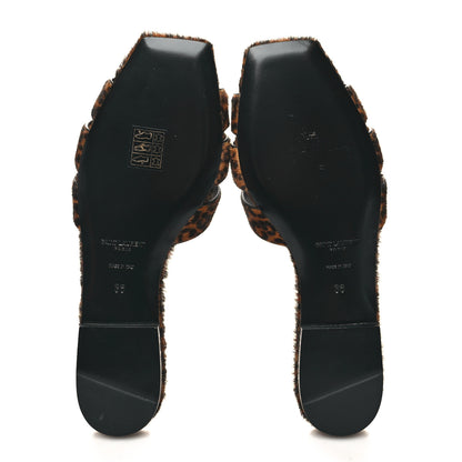 Saint Laurent Calf Hair Leopard Print Tribute 05 Slide Sandals 36 Manto Natural 5 of 9