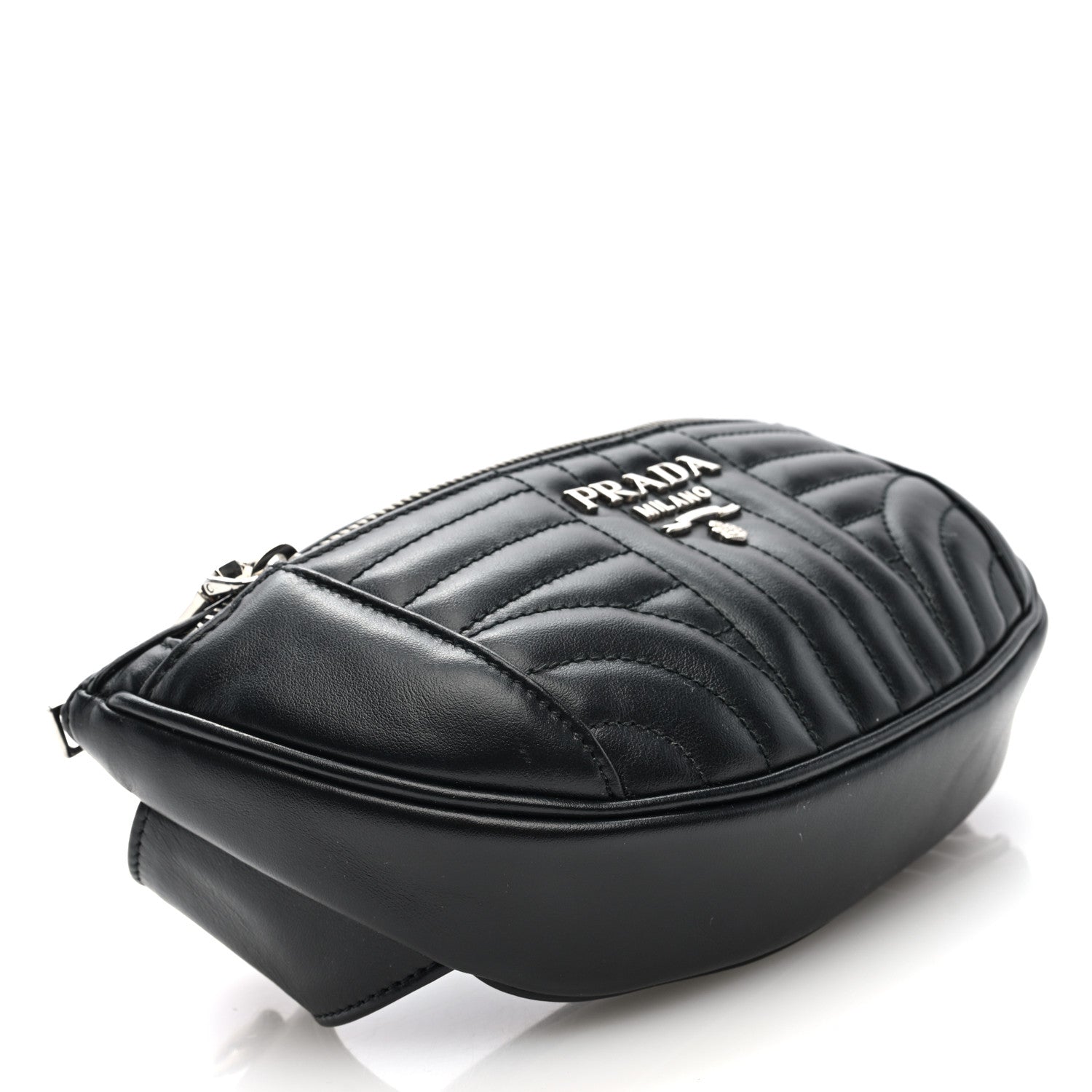Prada Soft Calfskin Impunture Diagramme Belt Bag Black 4 of 10