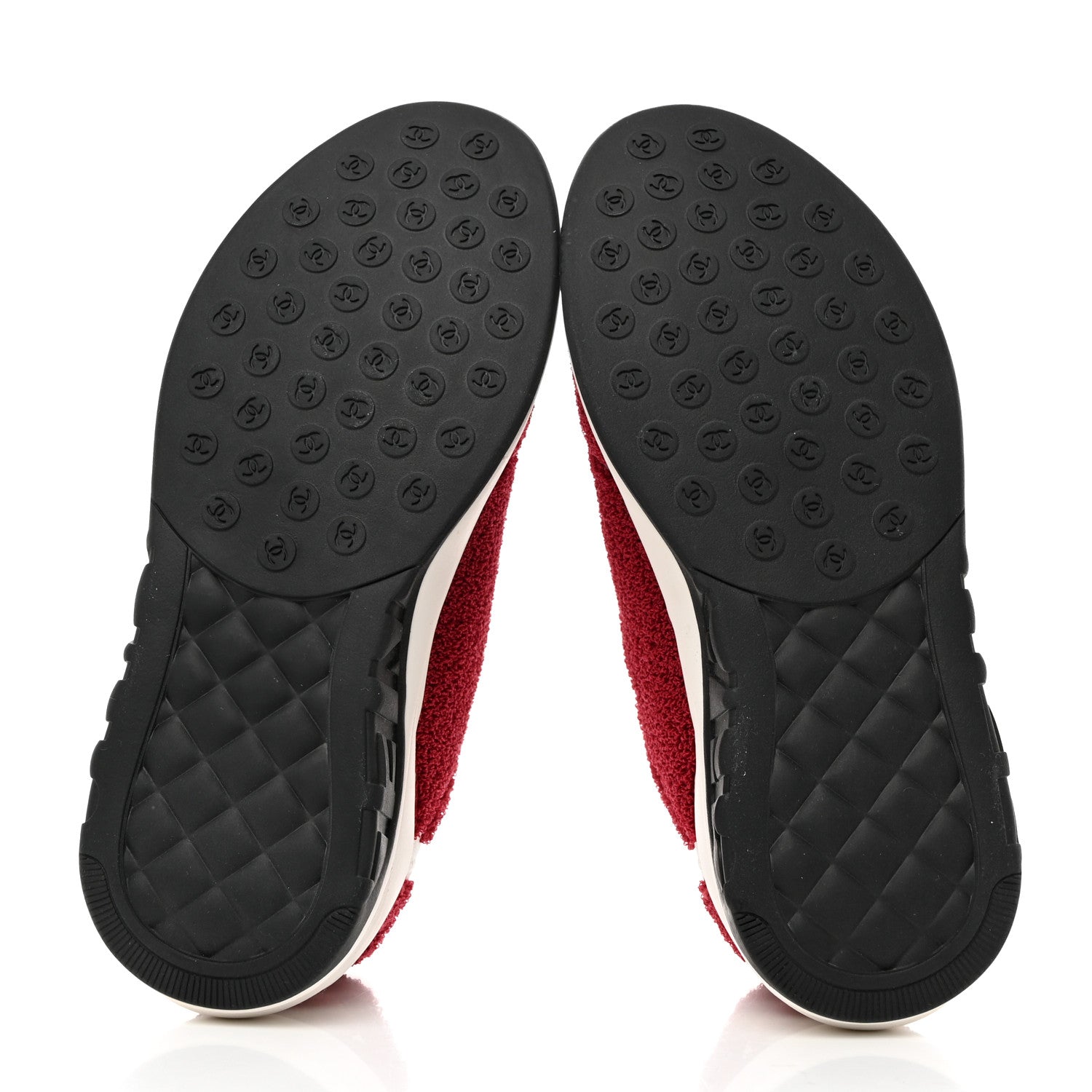Chanel Terry Cloth Calfskin Womens Logo Sneakers 36 Red White 5 of 9