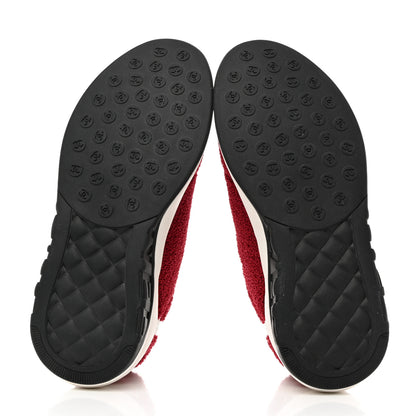 Chanel Terry Cloth Calfskin Womens Logo Sneakers 36 Red White 5 of 9