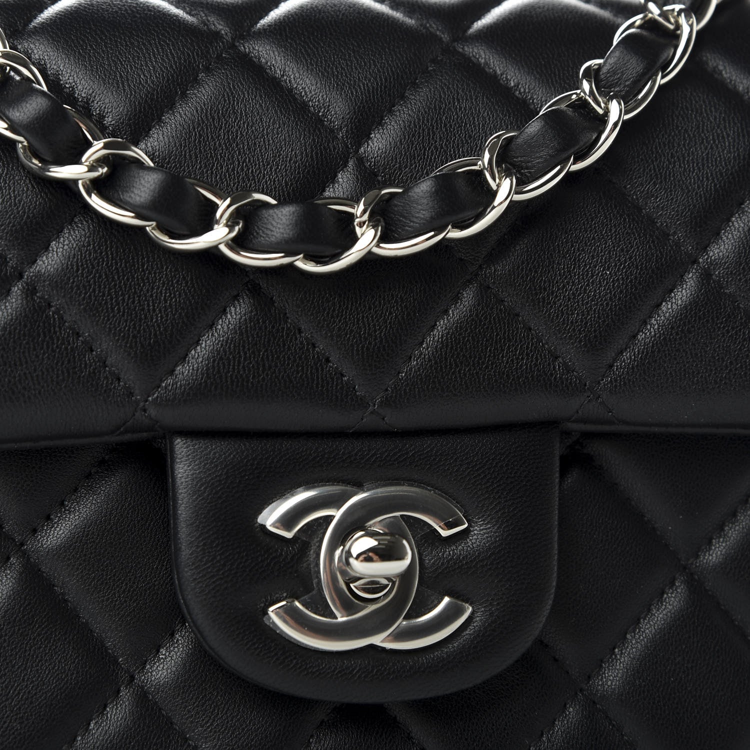Chanel Lambskin Quilted Mini Rectangular Flap Black 10 of 11