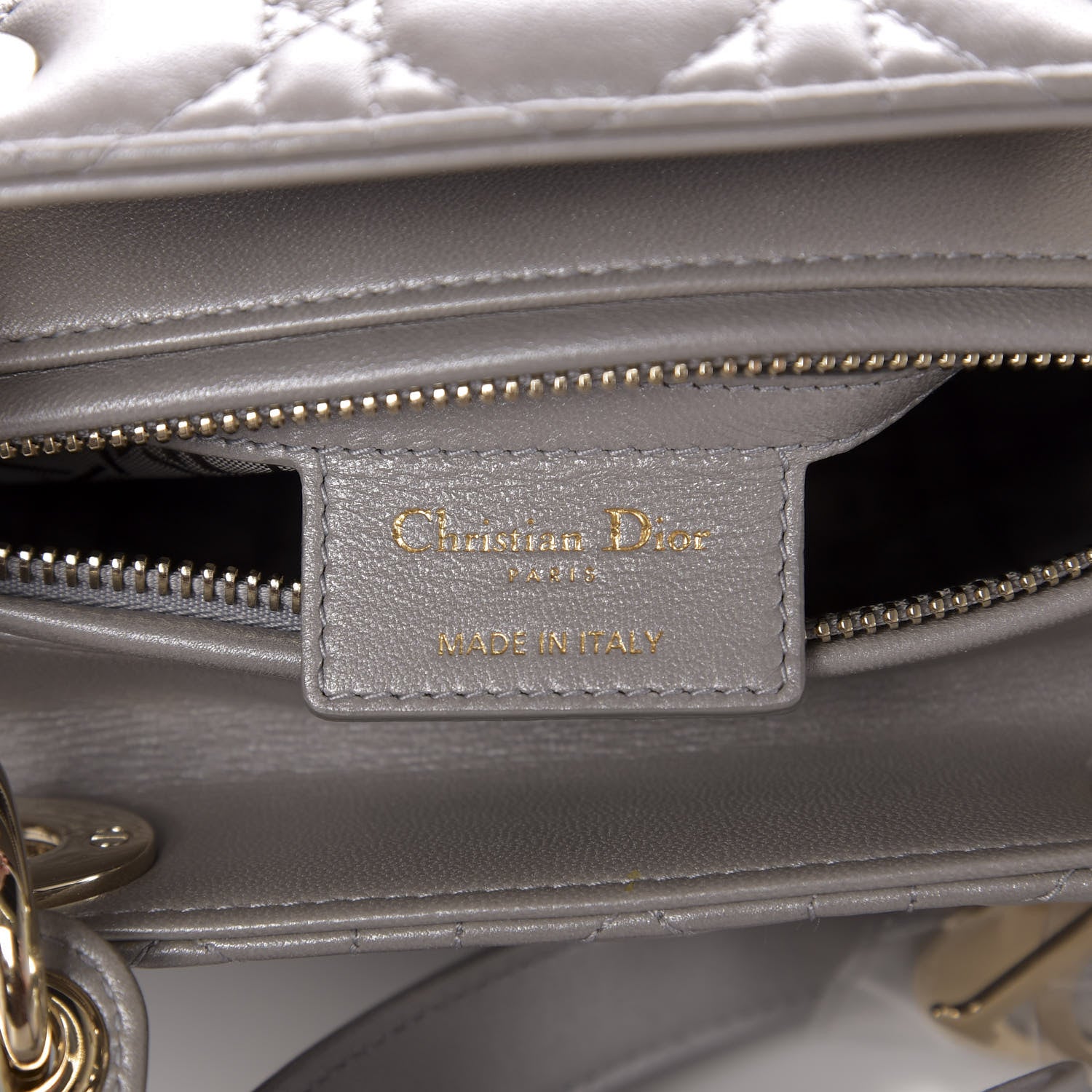 Christian Dior Pearly Lambskin Cannage Medium Lady Dior Grey 9 of 18