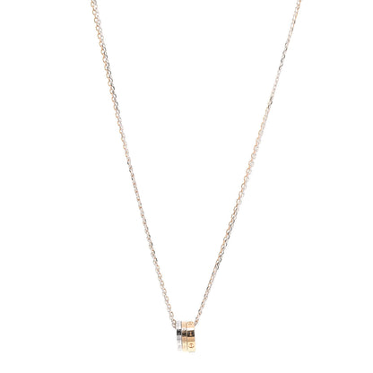 Cartier 18K White Pink Gold Diamond Three Ring LOVE Pendant Necklace 1 of 5