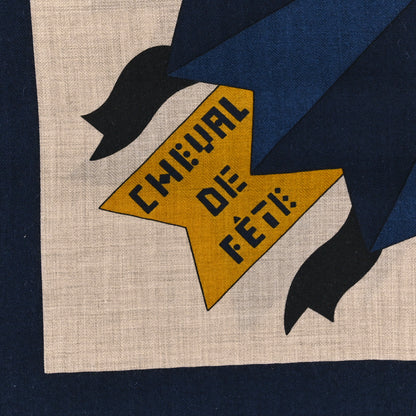 Hermes Cashmere Silk Cheval De Fete Shawl 140 Naturel Marine Moutarde 4 of 4