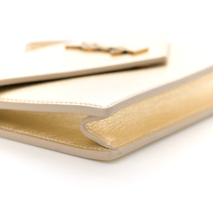 Saint Laurent Metallic Calfskin Monogram Envelope Chain Wallet Gold 9 of 13
