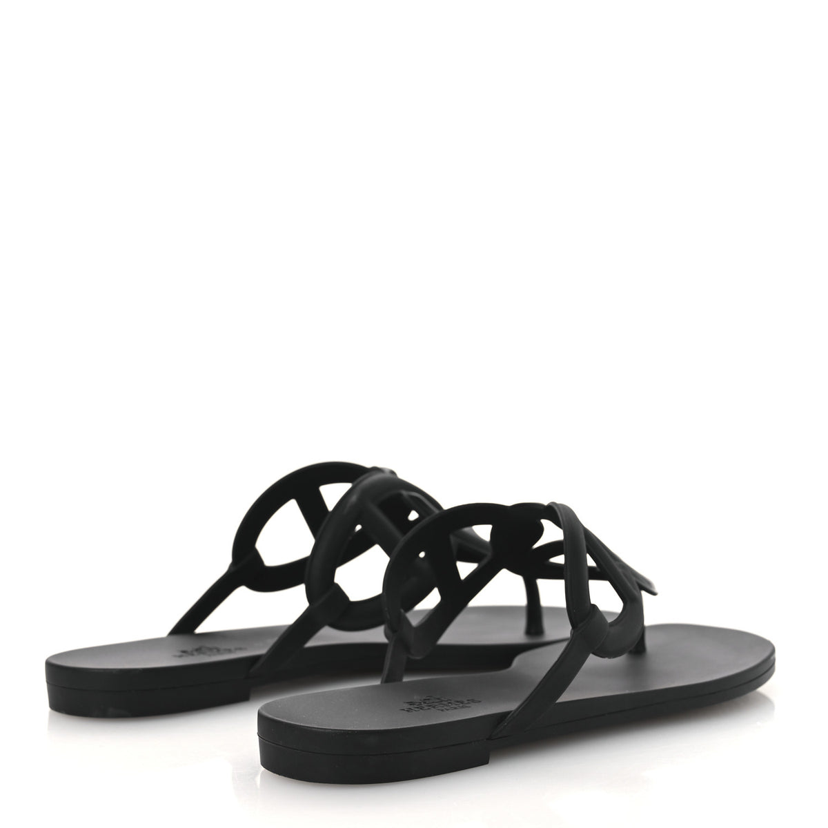 Hermes Rubber Womens Egerie Sandals 36 Black 5 of 12