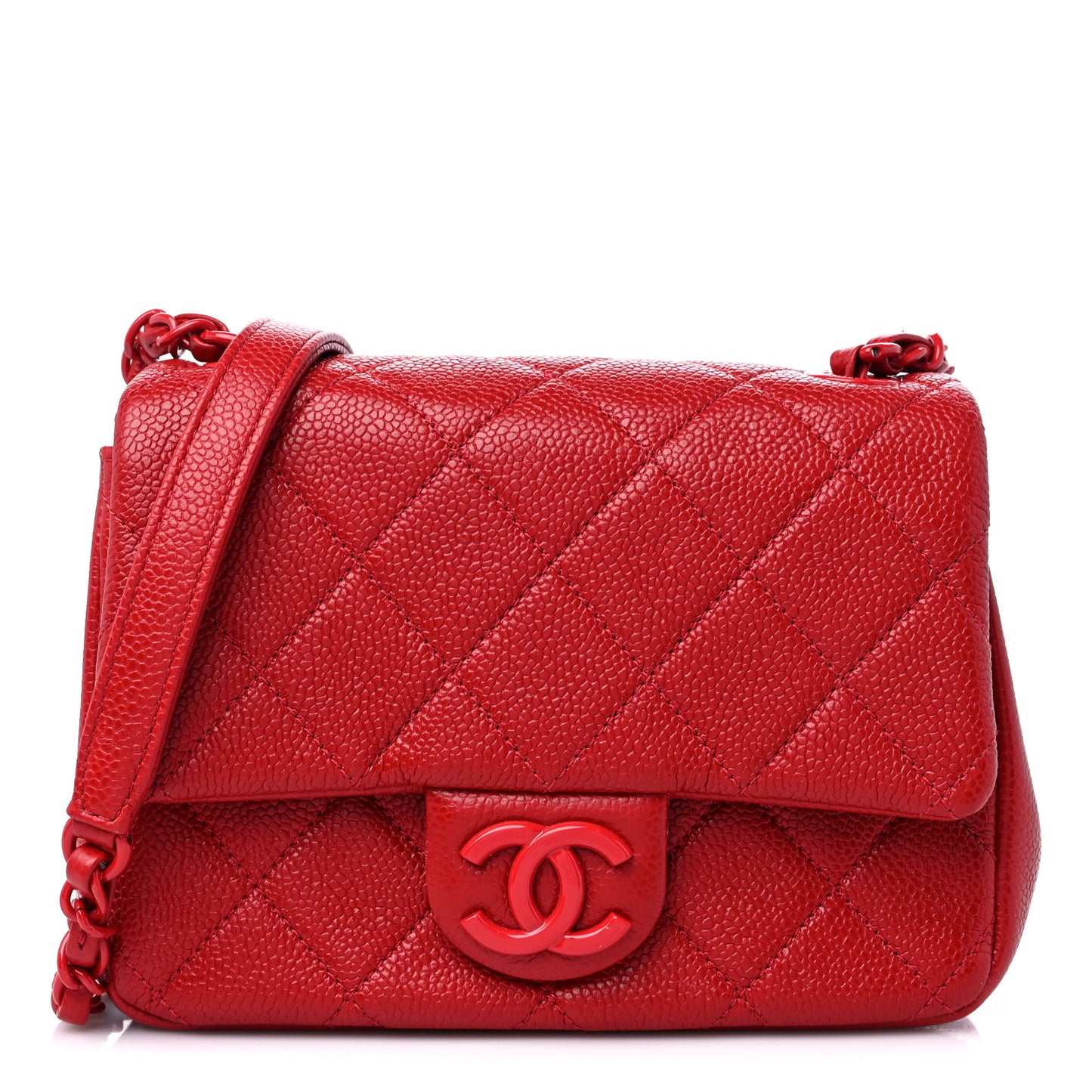 Caviar Quilted Mini Incognito Square Flap Red