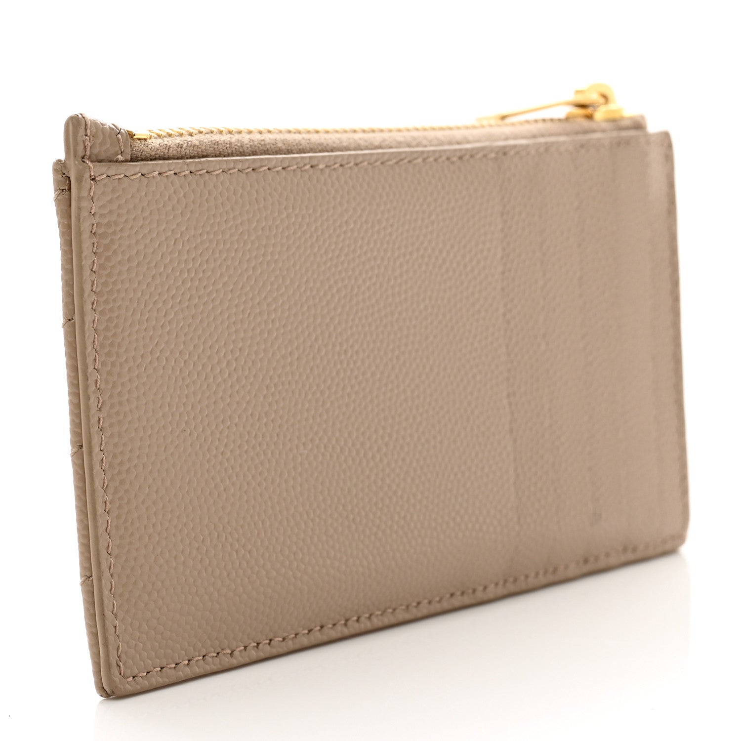 Saint Laurent Monogram Grain de Poudre 5 Fragments Zip Pouch Card Holder Dark Beige 4 of 8