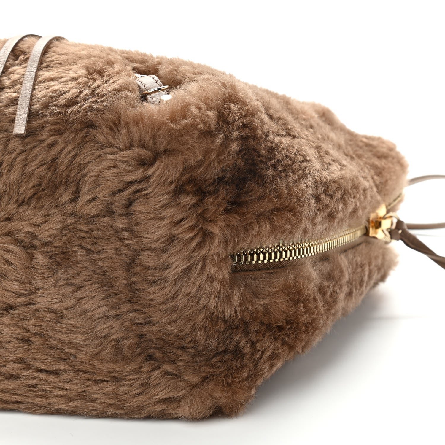 Balenciaga Shearling Papier B4 Zip Around Tote Marron 9 of 12