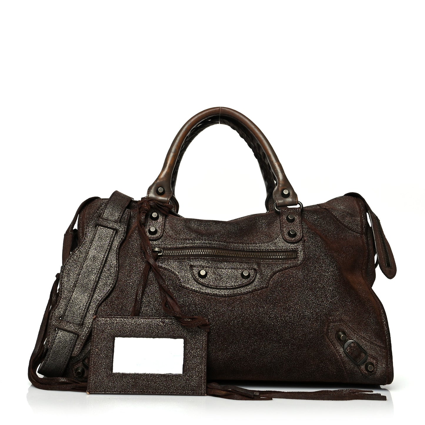 Metallic Craquele Calfskin Classic Hardware City Bronze