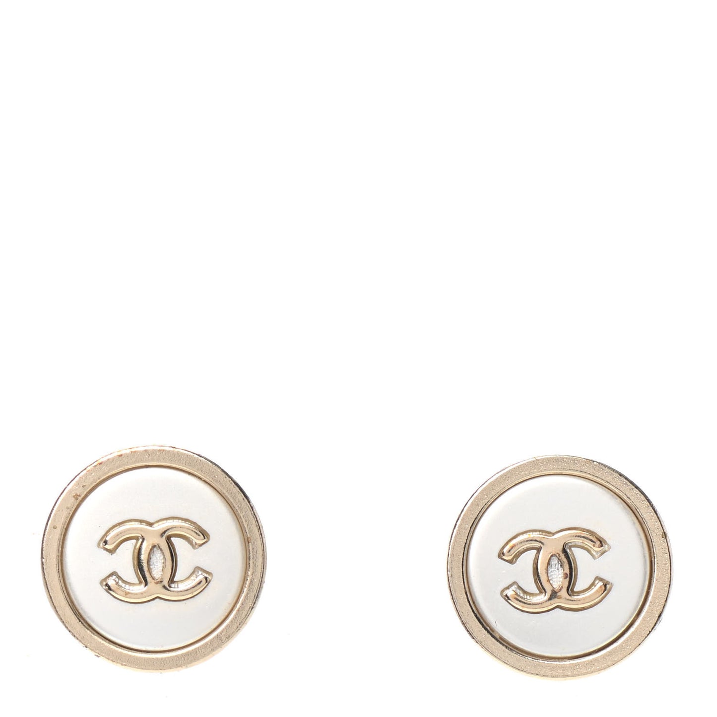 Pearl Coco Round Earrings Gold Pearly White