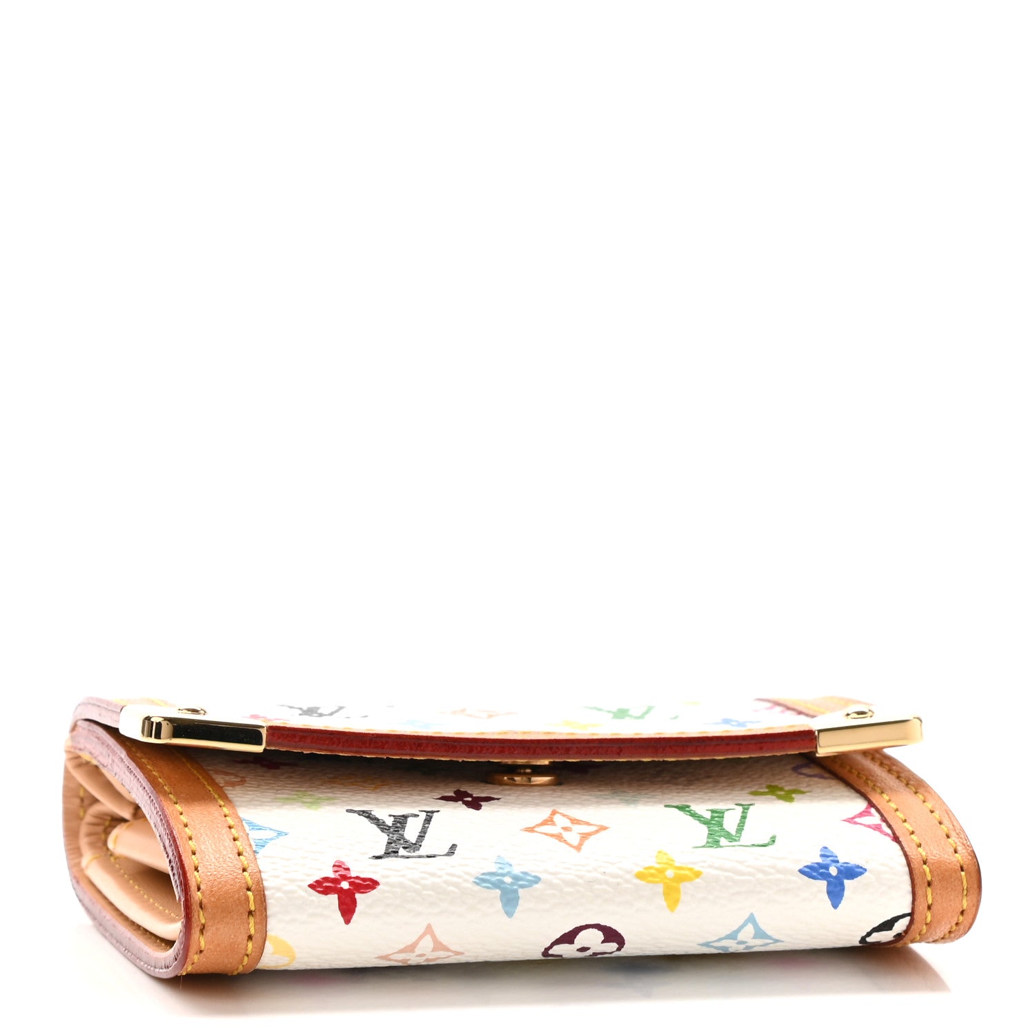 Louis Vuitton Monogram Multicolor Porte-Monnaie Plat Coin Purse White 4 of 9