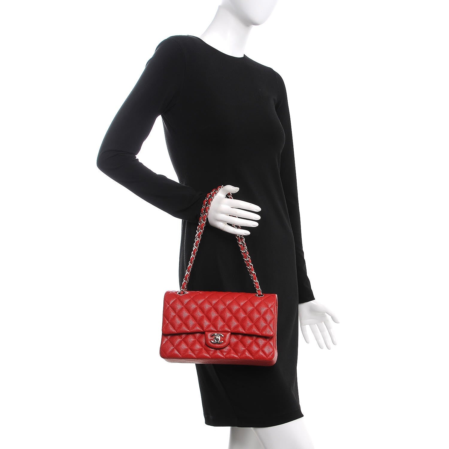 Chanel Caviar Quilted Medium Double Flap Red 3 of 13