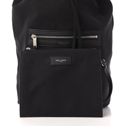 Saint Laurent Canvas City Sailor Drawstring Backpack Black 9 of 13
