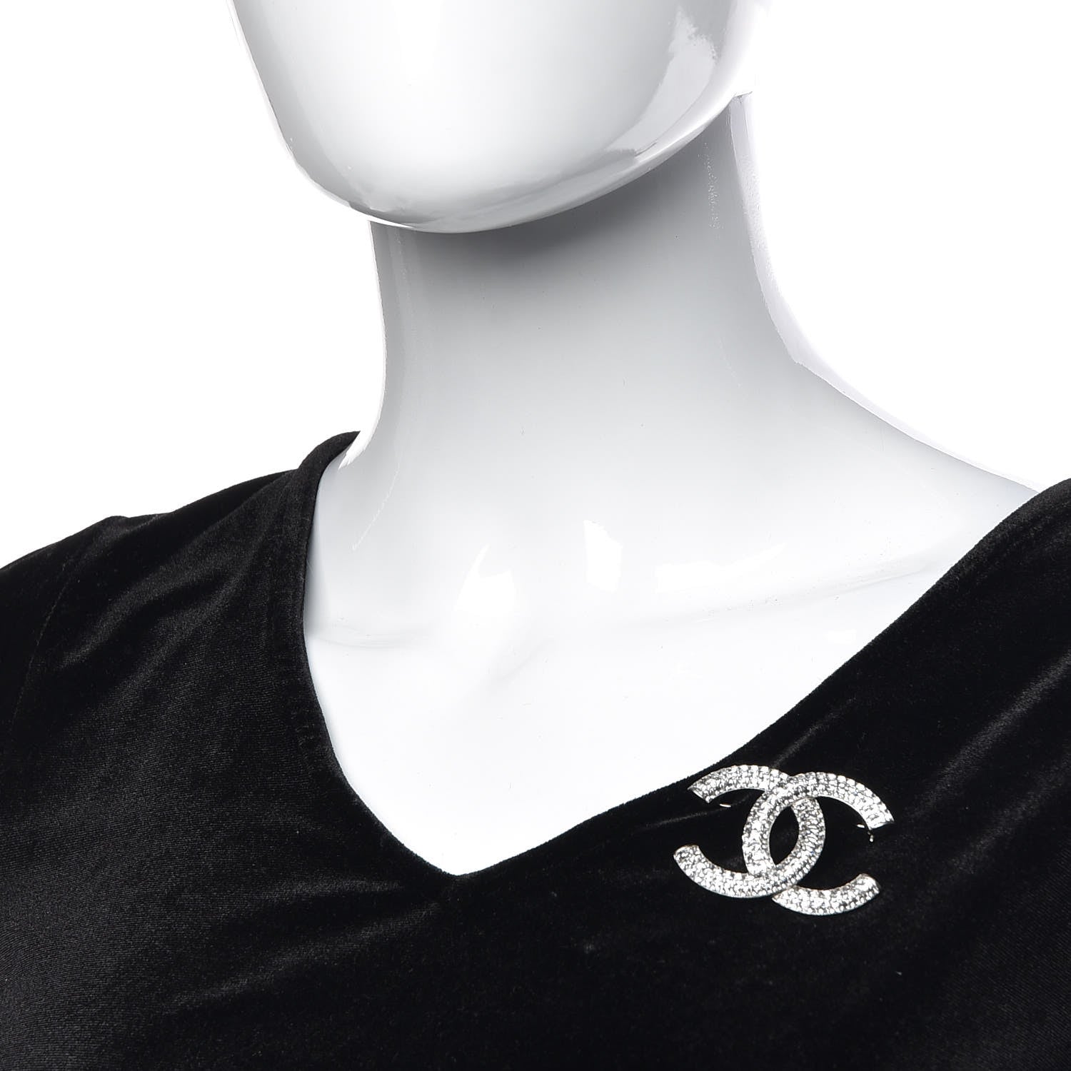 Chanel Baguette Crystal CC Brooch Silver 2 of 4