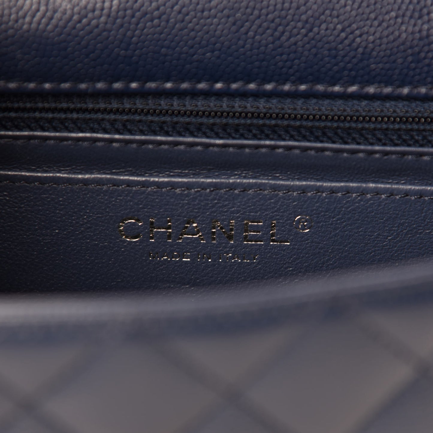 Caviar Quilted Mini Rectangular Flap Navy