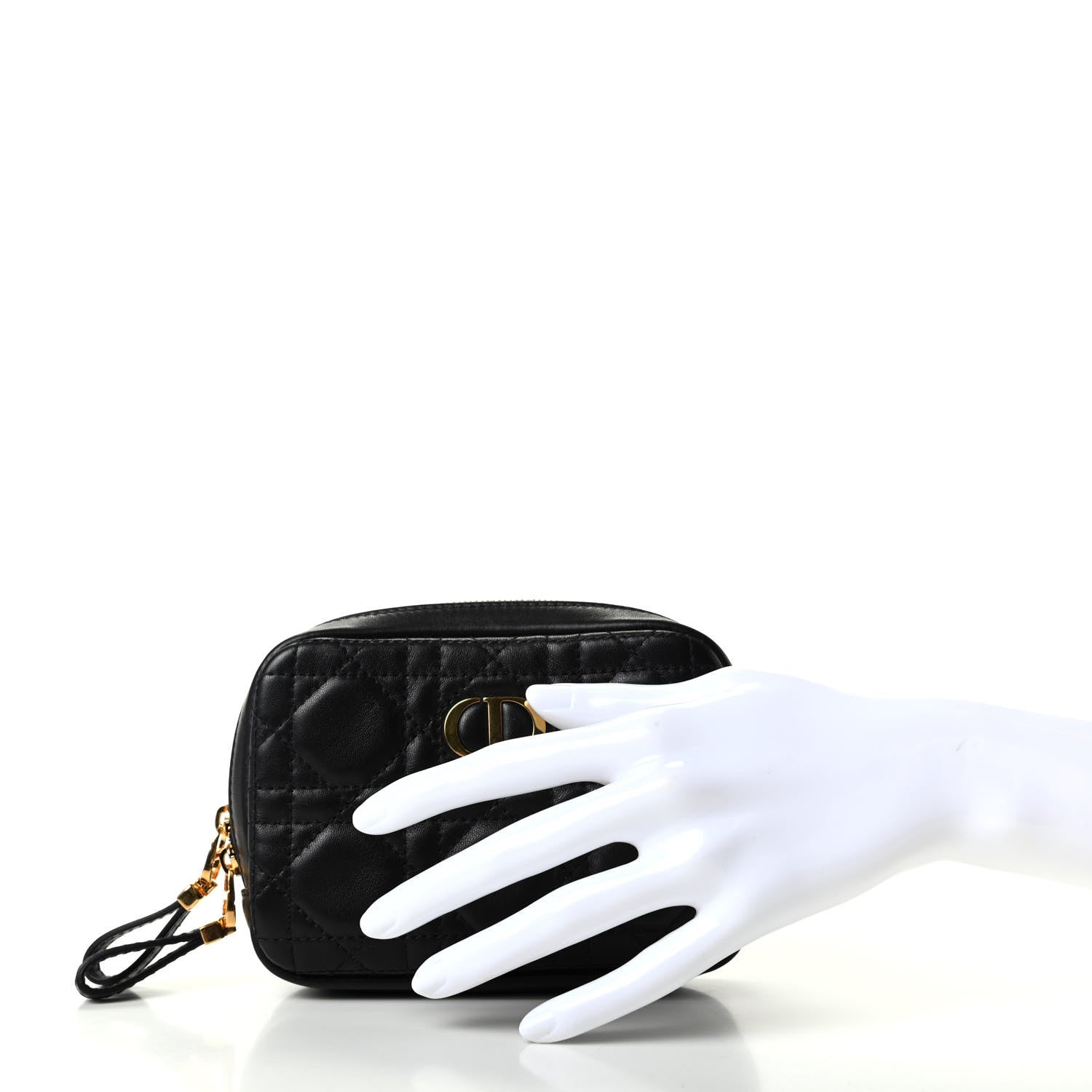 Christian Dior Lambskin Cannage Small Caro Zipped Pouch Black 2 of 8