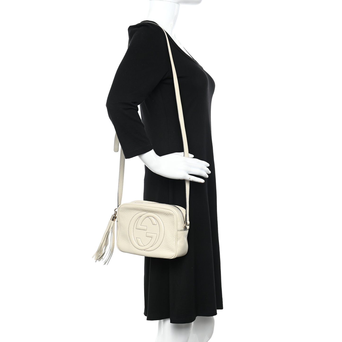 Pebbled Calfskin Small Soho Disco Bag Off White