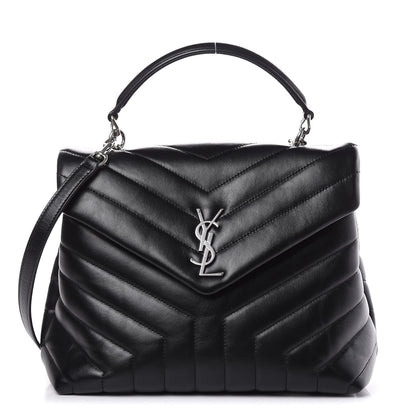 Saint Laurent Calfskin Y Quilted Monogram Medium Loulou Satchel Black 1 of 12