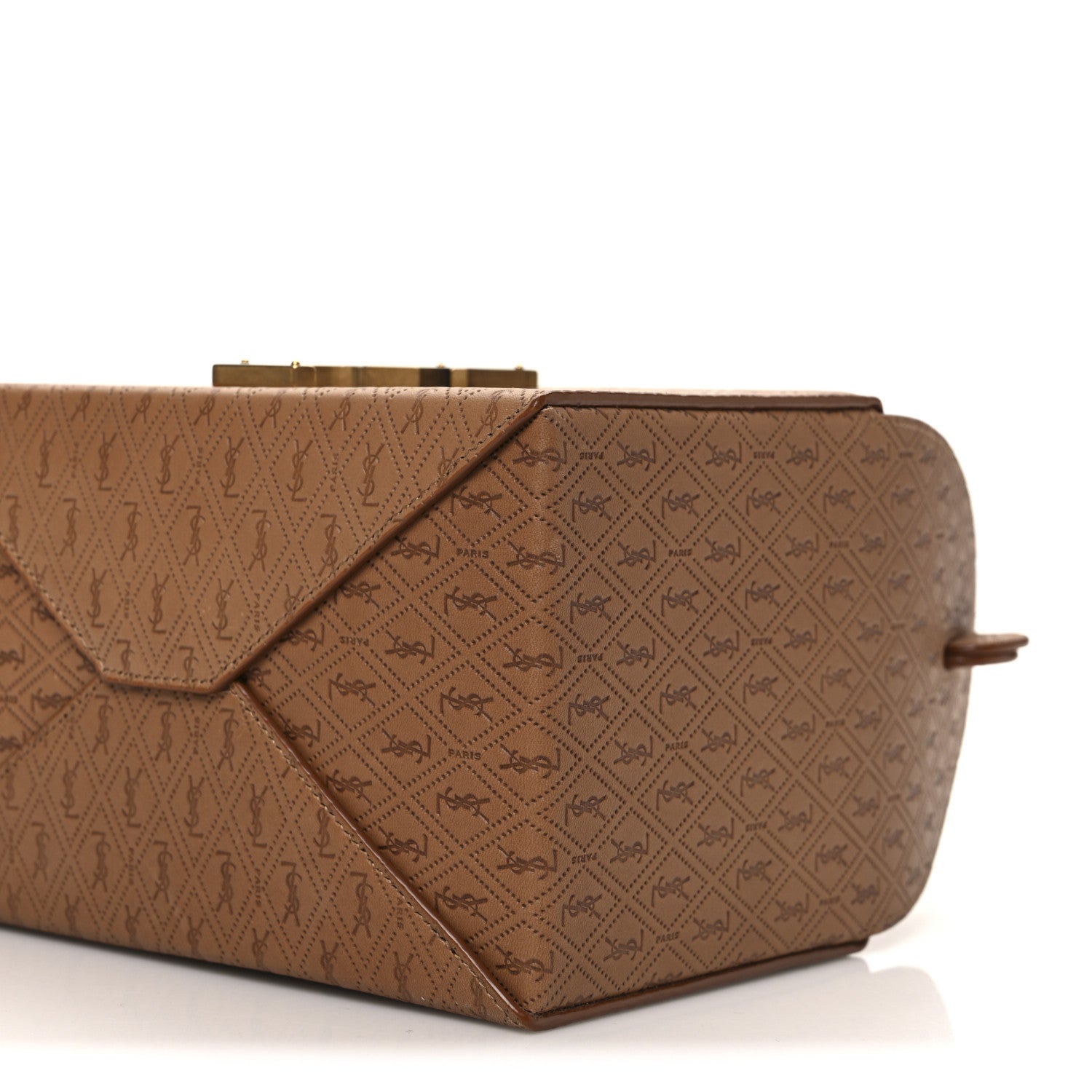 Saint Laurent Calfskin Monogram Take Away Box Dusty Vintage Brown Gold 10 of 11
