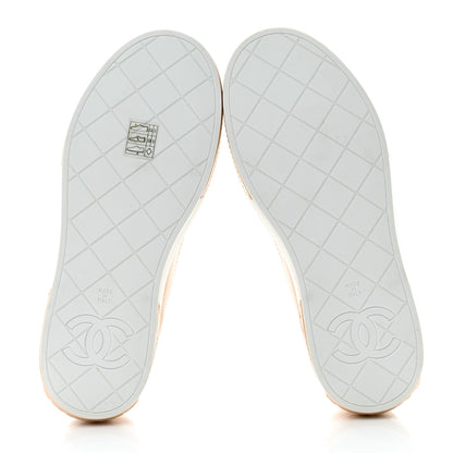 Chanel Lambskin Quilted Womens CC Stroll Sneakers 37 Beige 5 of 8