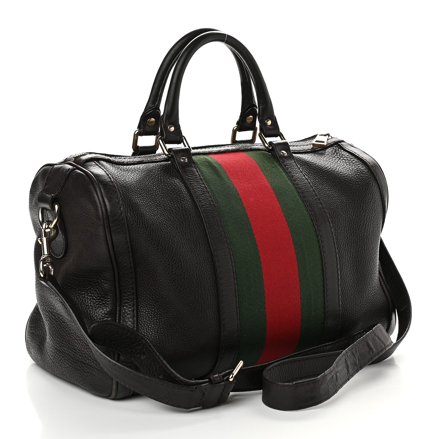 Gucci Calfskin Vintage Web Medium Boston Dark Brown 2 of 10