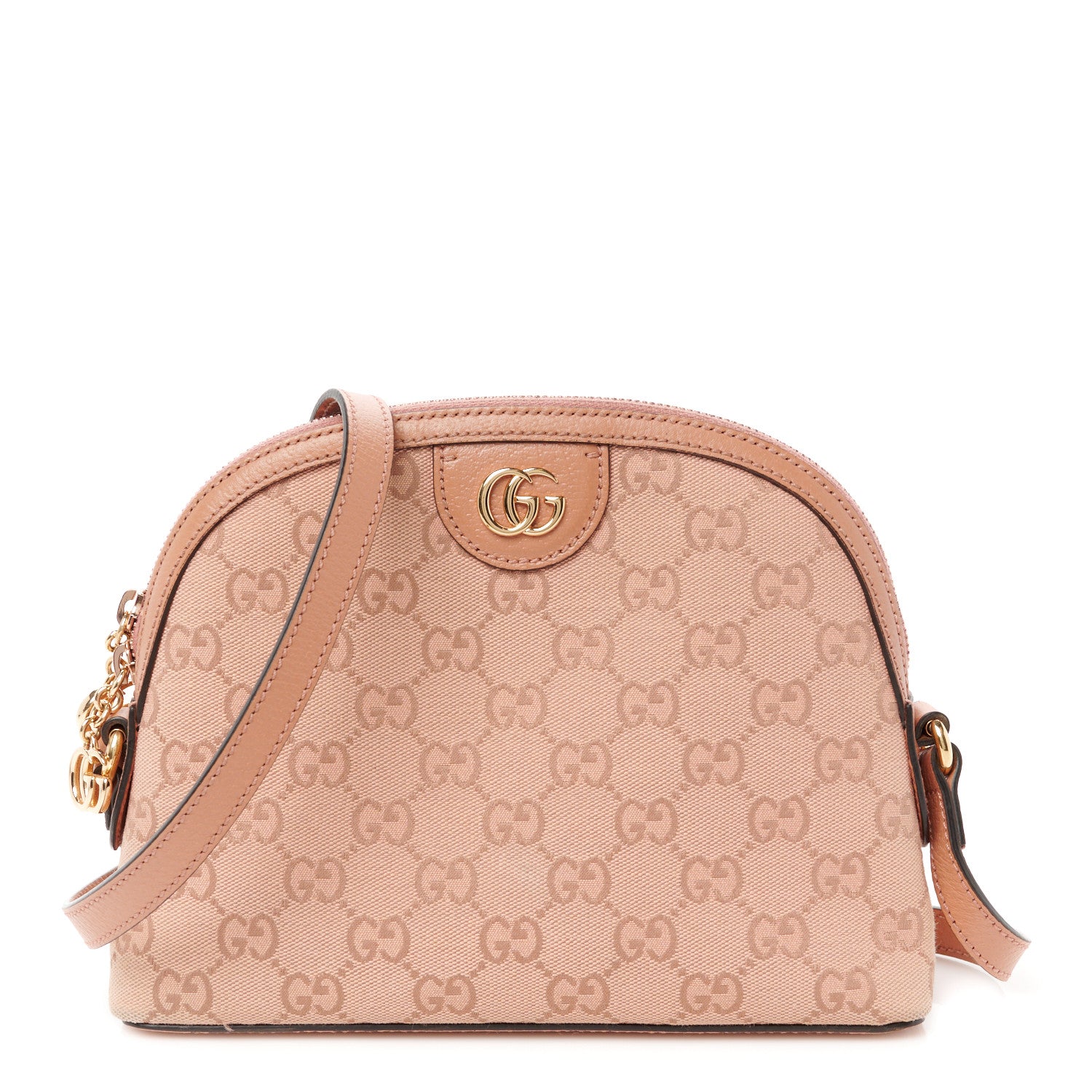 Gucci Monogram Textured Dollar Calfskin Small Ophidia Dome Shoulder Bag Cloche Rose Pink 1 of 13
