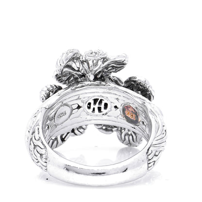 John Hardy Sterling Silver 18K Yellow Gold Diamond Ayu Flower Ring 52 6 3 of 7