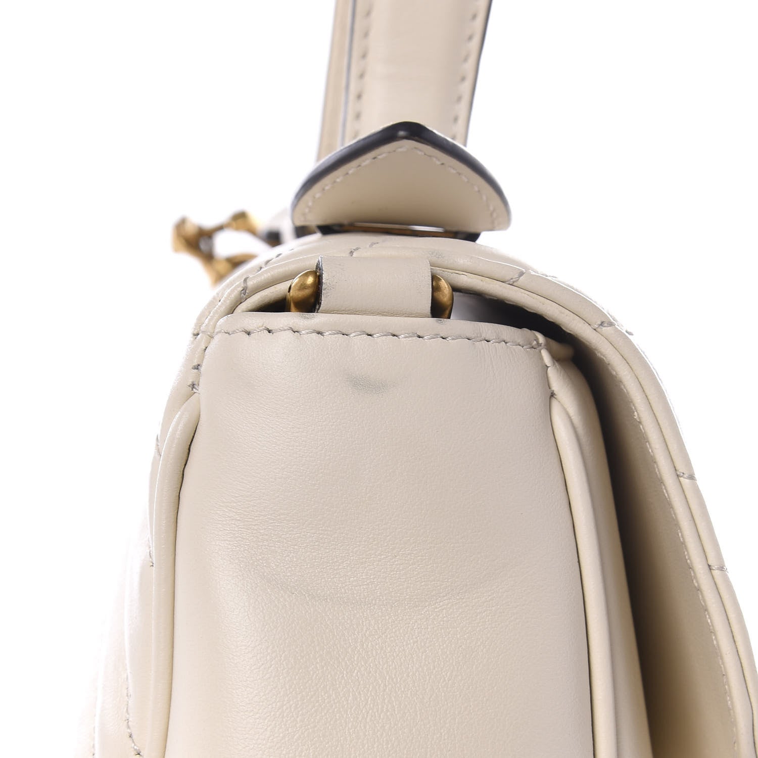 Gucci Calfskin Matelasse Small GG Marmont Top Handle Shoulder Bag White 13 of 13
