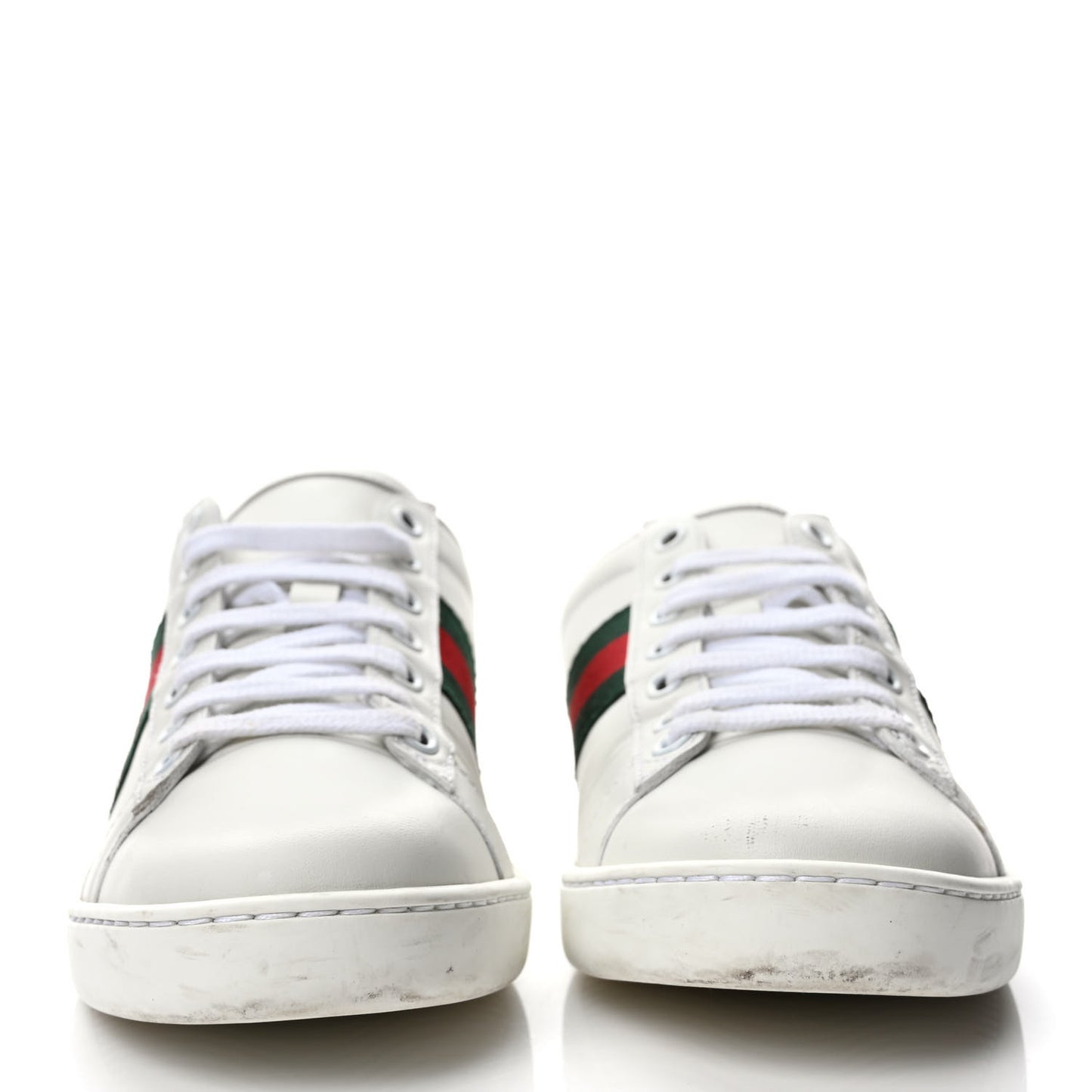 Calfskin Ayers Bee Embroidered Womens Ace Sneakers 37 White Green