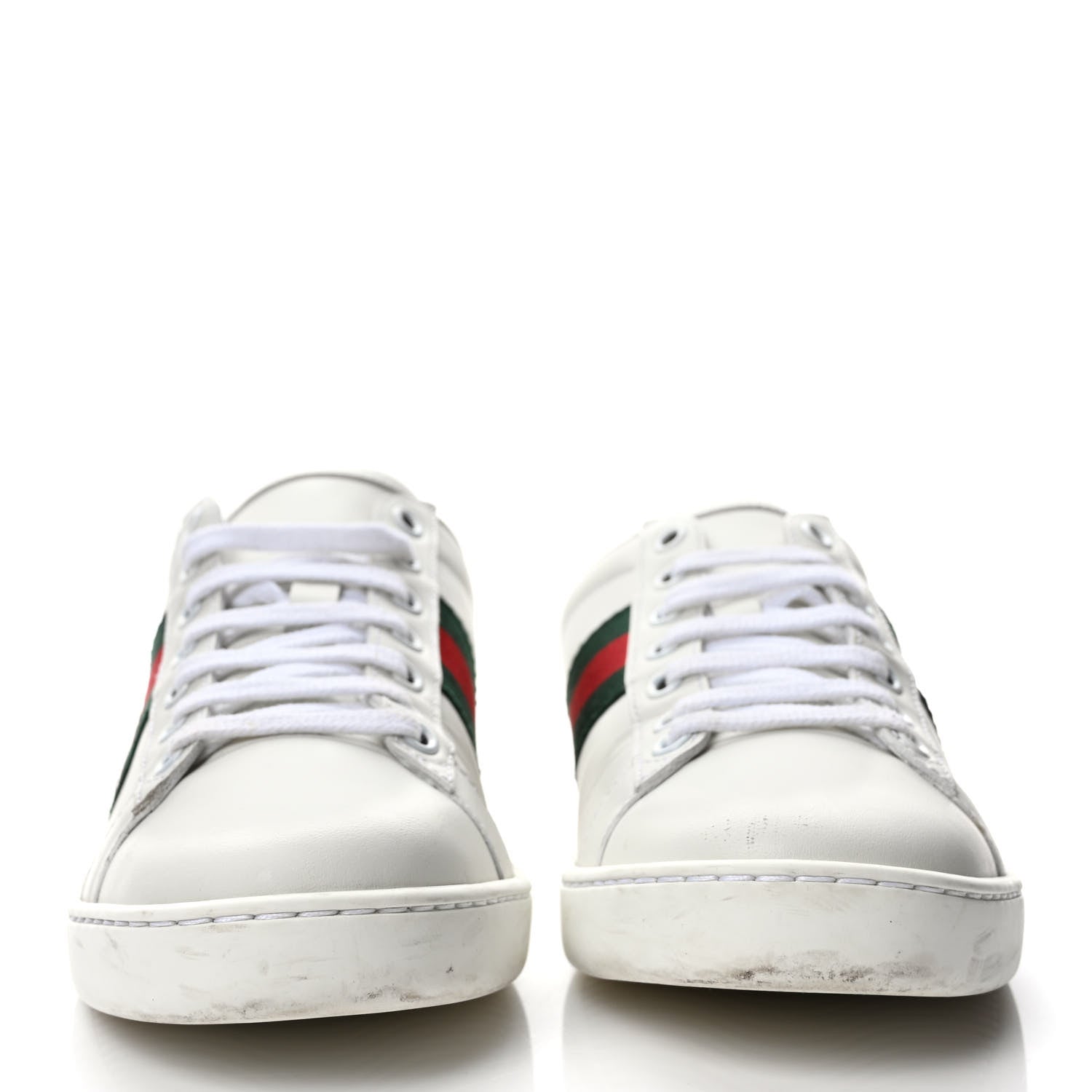 Gucci Calfskin Ayers Bee Embroidered Womens Ace Sneakers 37 White Green 2 of 9